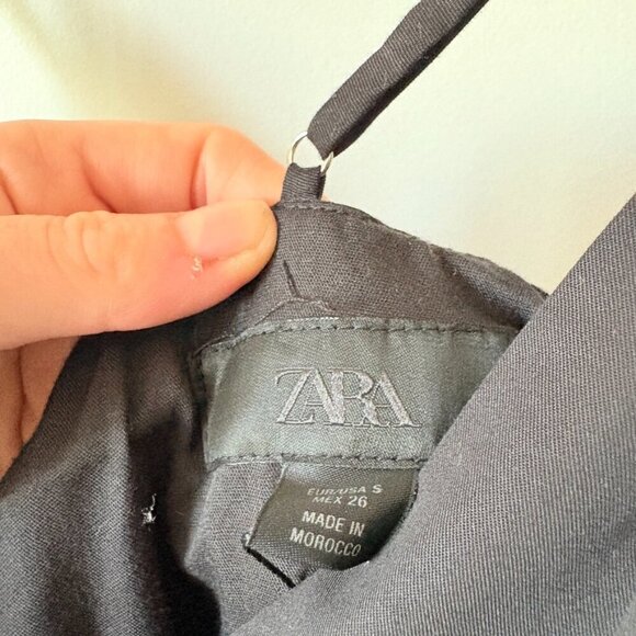 Zara Poplin Short Dress w/ Straps NWT Black Size Small - Picture 9 of 10